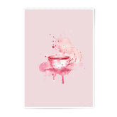 Watercolor Tea Cup Photographic Prints, Pink Drink Art, Kitchen Decor, Food Prints, Wall Art, Home Decor - Tawshia
